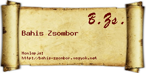 Bahis Zsombor névjegykártya